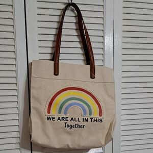 Canvas Tote Bag with Rainbow Design